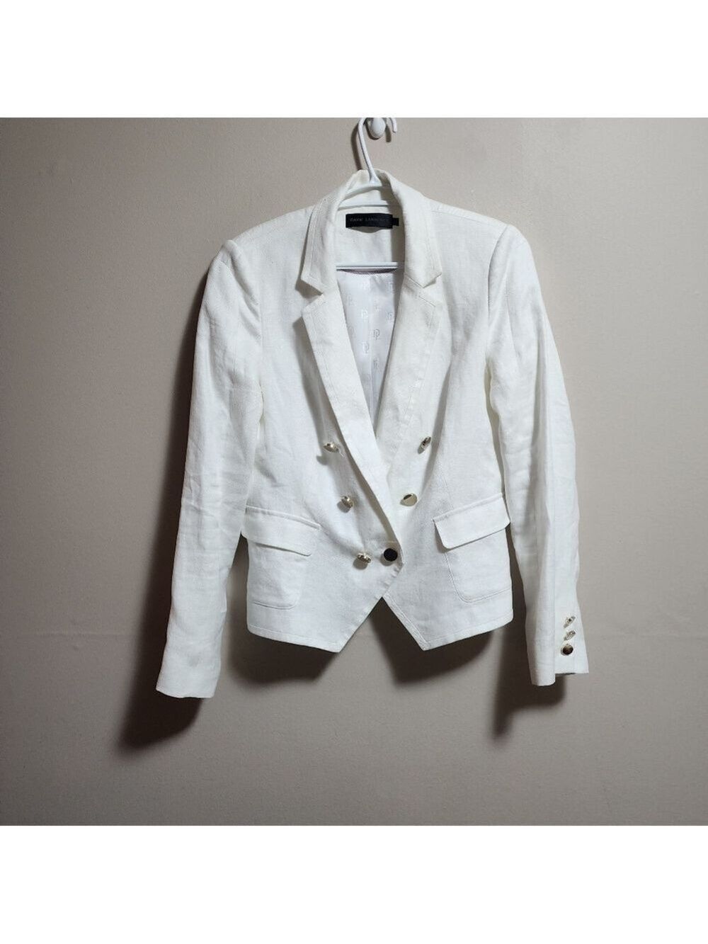 David Lawrence Australian designer 100% linen blazer color white size